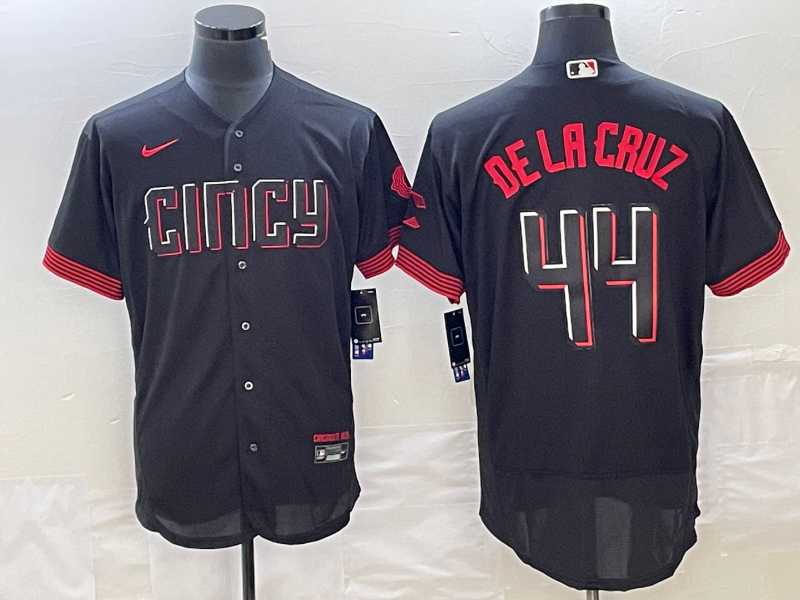 Men%27s Cincinnati Reds #44 Elly De La Cruz Black 2023 City Connect Cool Base Stitched Jersey